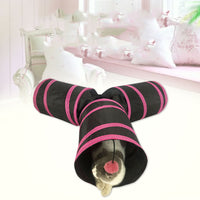 HKM-818835 Y-Shaped Foldable Cat Tunnel with Fun Drill Hole - Soft Cloth Pet Nest for Cats