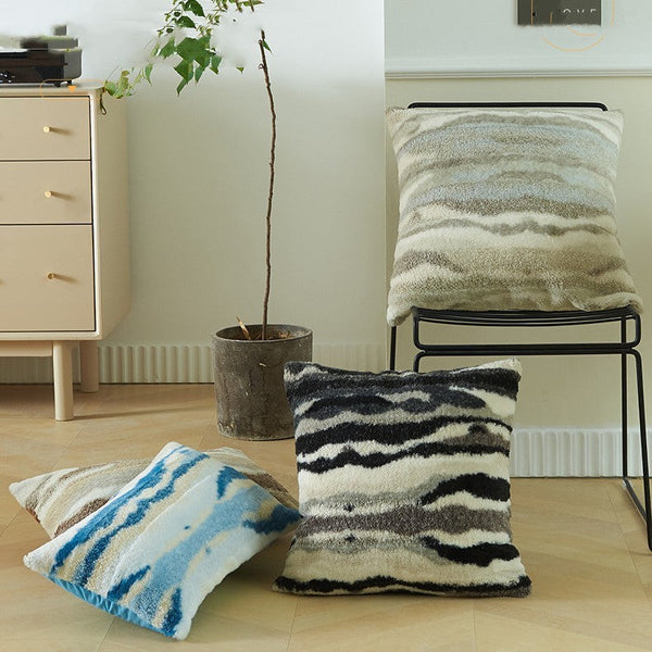 HKM-818899 Plush Striped Quicksand Color Pillowcase - Multiple Sizes Available