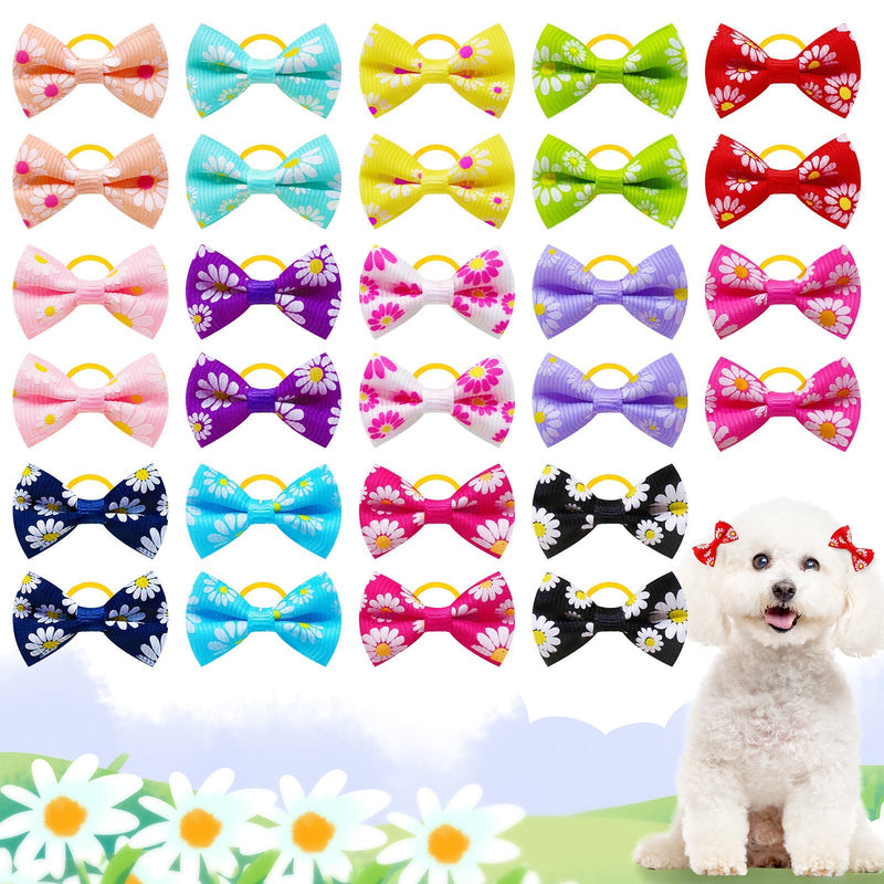 HKM-8189501 Floral Cloth Head Ropes for Cats and Dogs - Small Daisy Design, 4x2.5cm, Pack of 50