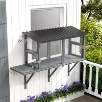 HKM-8190909 Outdoor Wooden Cat Catio with Jumping Platform and Dual Side Doors