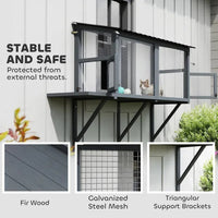 HKM-8190909 Outdoor Wooden Cat Catio with Jumping Platform and Dual Side Doors