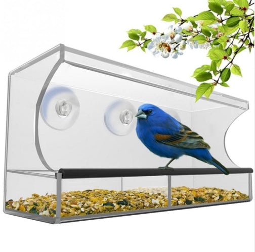 HKM-819091 Transparent Acrylic Feeder for Medium-Sized Pets - 30x10x14 cm