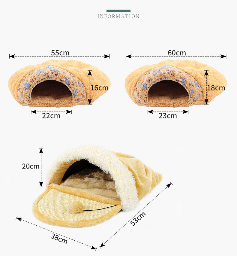 HKM-8191293 All-Season Cat Sleeping Bag - Shu Cotton Wool & PP Cotton, S and M Sizes Available