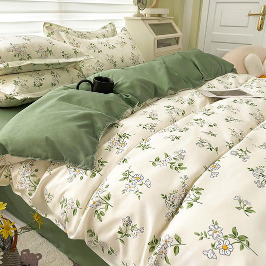 HKM-819155 Skin-Friendly Cotton Floral Bed Set - Available in Multiple Sizes and Elegant Colors