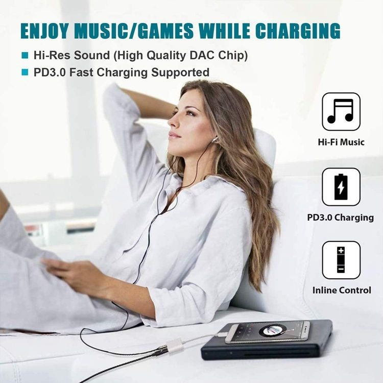 HKM-819219 Type C to 3.5mm Audio Adapter Cable for Universal Devices - 9CM Length, Single Connector