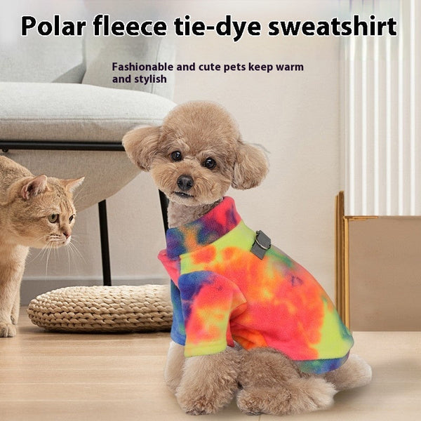 HKM-8192317 Cozy Tie Dye Pet Sweater for Autumn and Winter in Rainbow and Assorted Colors