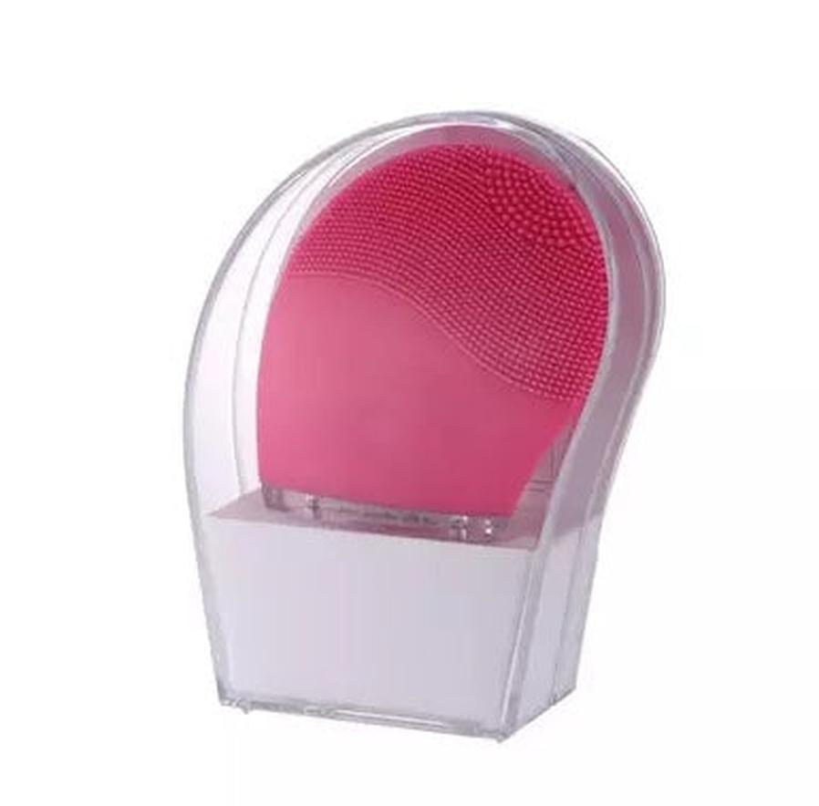HKM-819411 Silica Gel Waterproof Face Cleaning Brush for Skin Care and Pore Cleansing, Rose Red