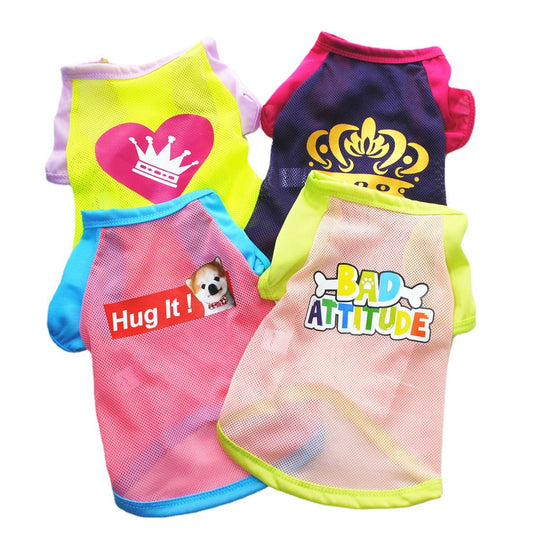 HKM-8197181 Casual Cotton Pet Vest T-Shirt Apparel for Small Dogs and Cats in Multiple Colors