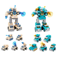 HKM-819731 5-in-1 Transformable Military Vehicle Building Blocks Toy for Kids, DIY Assembly Robot Model