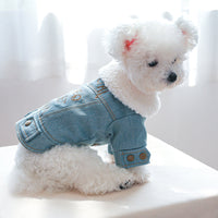 HKM-8197437 Pet Denim Cotton Coat with English Letters - Stylish Leisure Wear in Multiple Sizes
