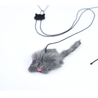 HKM-8197821 Interactive Hanging Door Cat Toy with Black Mouse Design - 1.8m Plush & Plastic