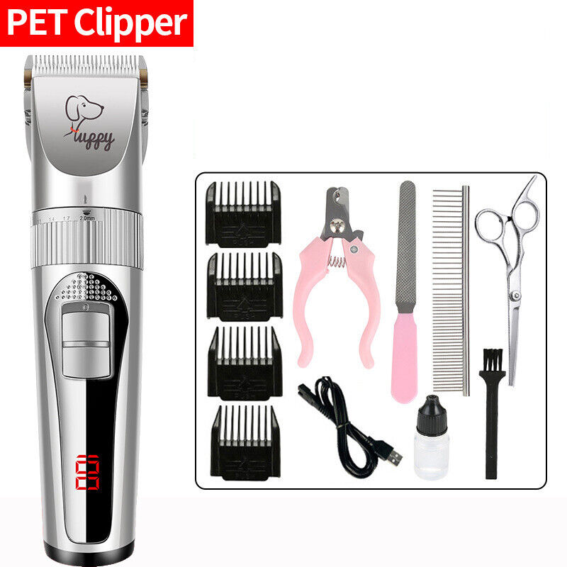 HKM-8198589 Rechargeable Pet Hair Clipper with Ceramic Blade, Scissors, Nail Clipper, and Accessories