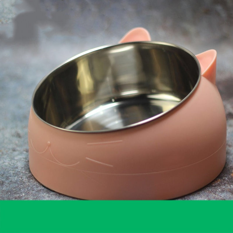 HKM-8198973 Ceramic Cat Dog Bowl - Stainless Steel Head Design, 200ML, 400ML & 800ML Options