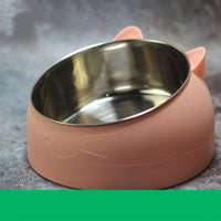 HKM-8198973 Ceramic Cat Dog Bowl - Stainless Steel Head Design, 200ML, 400ML & 800ML Options
