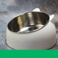 HKM-8198973 Ceramic Cat Dog Bowl - Stainless Steel Head Design, 200ML, 400ML & 800ML Options