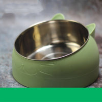 HKM-8198973 Ceramic Cat Dog Bowl - Stainless Steel Head Design, 200ML, 400ML & 800ML Options