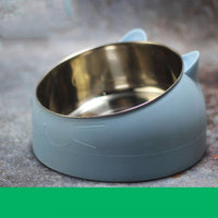 HKM-8198973 Ceramic Cat Dog Bowl - Stainless Steel Head Design, 200ML, 400ML & 800ML Options
