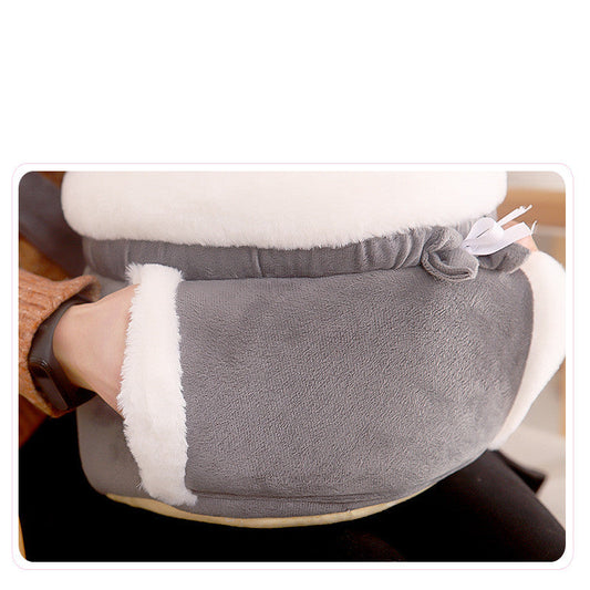 HKM-8199229 Cute Japanese and Korean Style Velvet Cat Backpack in Soft Gray, Pink, Light Gray, and Coffee Color - M and L Sizes Available