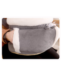 HKM-8199229 Cute Japanese and Korean Style Velvet Cat Backpack in Soft Gray, Pink, Light Gray, and Coffee Color - M and L Sizes Available