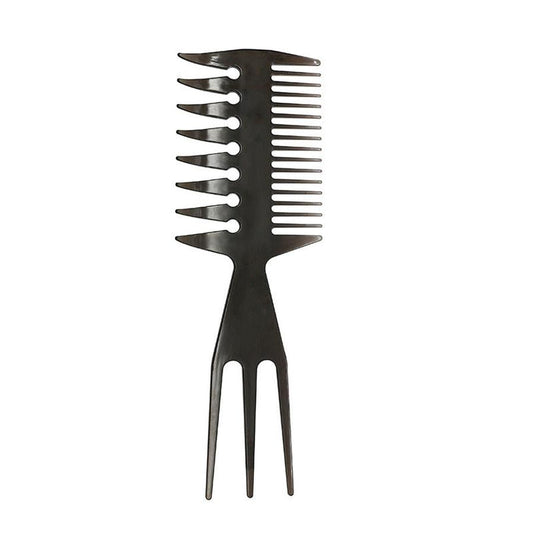 HKM-820051 Double-Sided Retro Oil Hair Comb in Blue, Black, Gold - Versatile Styling Tool