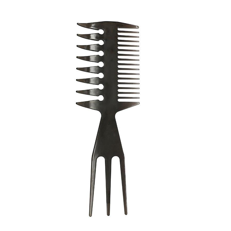 HKM-820051 Double-Sided Retro Oil Hair Comb in Blue, Black, Gold - Versatile Styling Tool