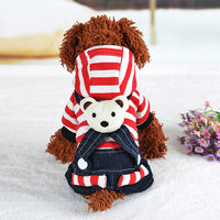 HKM-8201149 Cute Denim Dog Suspenders with Striped Bear Design and Four-Legged Trousers