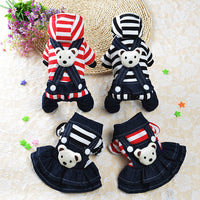 HKM-8201149 Cute Denim Dog Suspenders with Striped Bear Design and Four-Legged Trousers