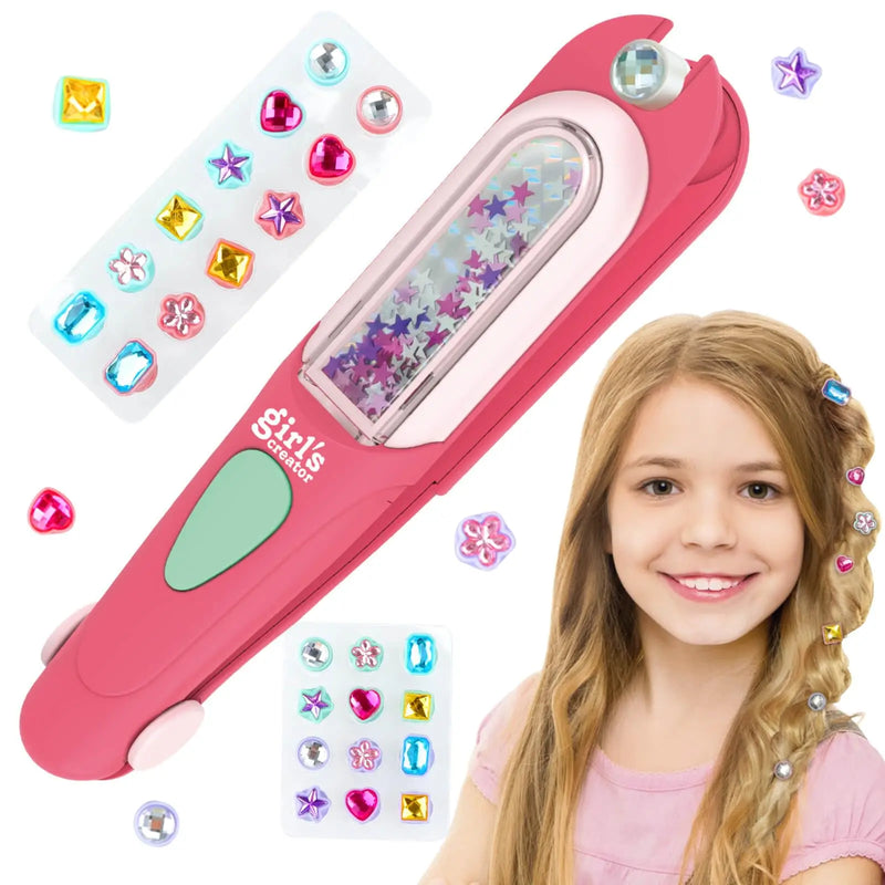 HKM-820115 Hair Gem Stamper Kit for Kids - DIY Jewel Hair Decoration Set for Girls 2-7 Years