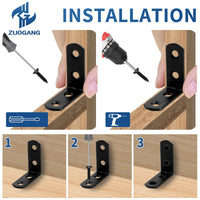 HKM-820179 20-Pack 50x50mm Corner Braces for 90 Degree Angle Fastening in Wooden Furniture, Bed Frames, and Cabinets