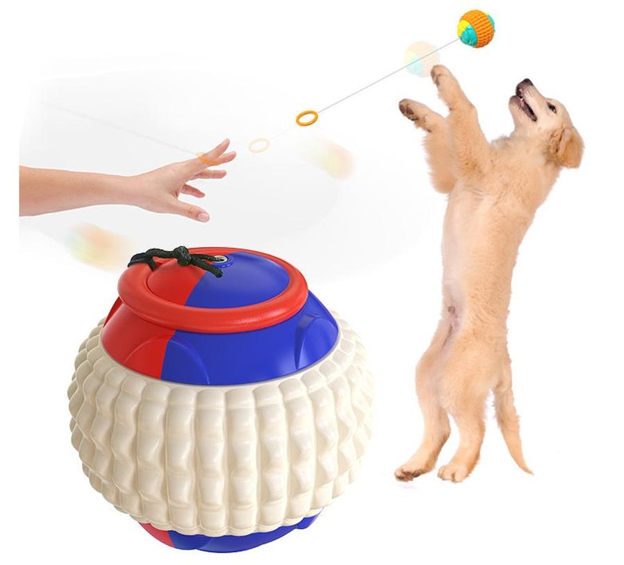 HKM-820179 Retractable Interactive Dog Training Ball with Chewing and Teeth Cleaning Features