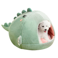 HKM-8202813 Dinosaur-Themed Semi-Closed Pet Bed in Fruit Green and Purple Options for Small to Large Dogs