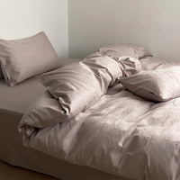HKM-820307 Long Velvet Jacquard Four-Piece Cotton Duvet Cover Set with Floral and Plant Pattern