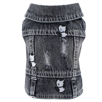 HKM-8203325 Black Ripped Denim Vest for Dogs - XS to XXL Sizes Available
