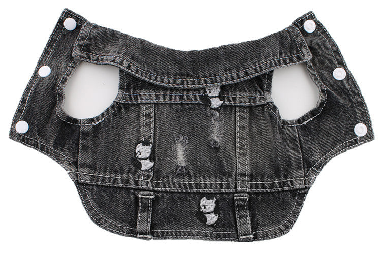 HKM-8203325 Black Ripped Denim Vest for Dogs - XS to XXL Sizes Available