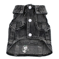 HKM-8203325 Black Ripped Denim Vest for Dogs - XS to XXL Sizes Available