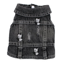 HKM-8203325 Black Ripped Denim Vest for Dogs - XS to XXL Sizes Available