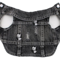 HKM-8203325 Black Ripped Denim Vest for Dogs - XS to XXL Sizes Available