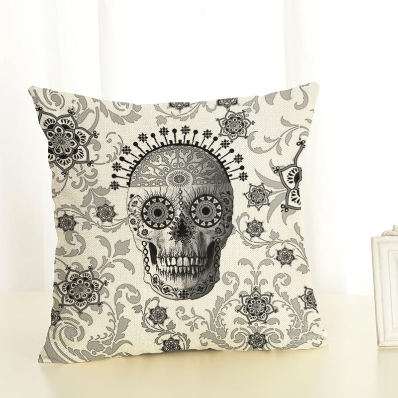 HKM-820371 Cartoon Skull Head Cushion Cover, 45x45 cm, Cotton with PP Cotton Filling