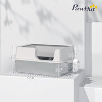 HKM-8204221 Extra Large Stainless Steel Cat Litter Box with High Sides and Easy Clean Scoop, Light Gray
