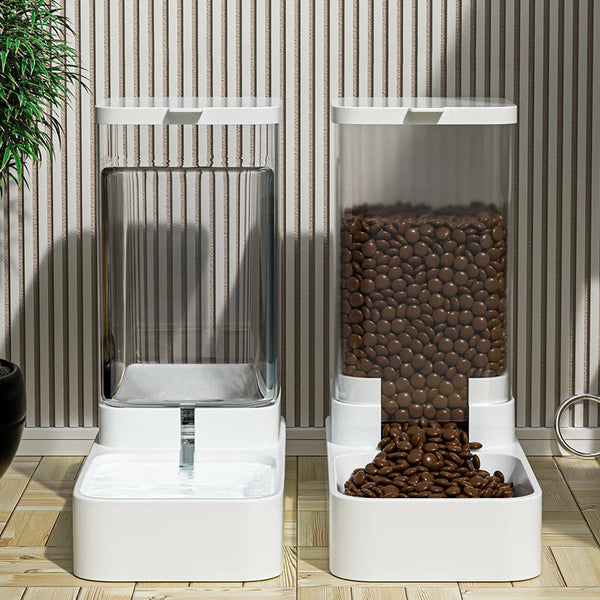HKM-8204733 Transparent Plastic Automatic Pet Feeder and Water Dispenser with Large Capacity