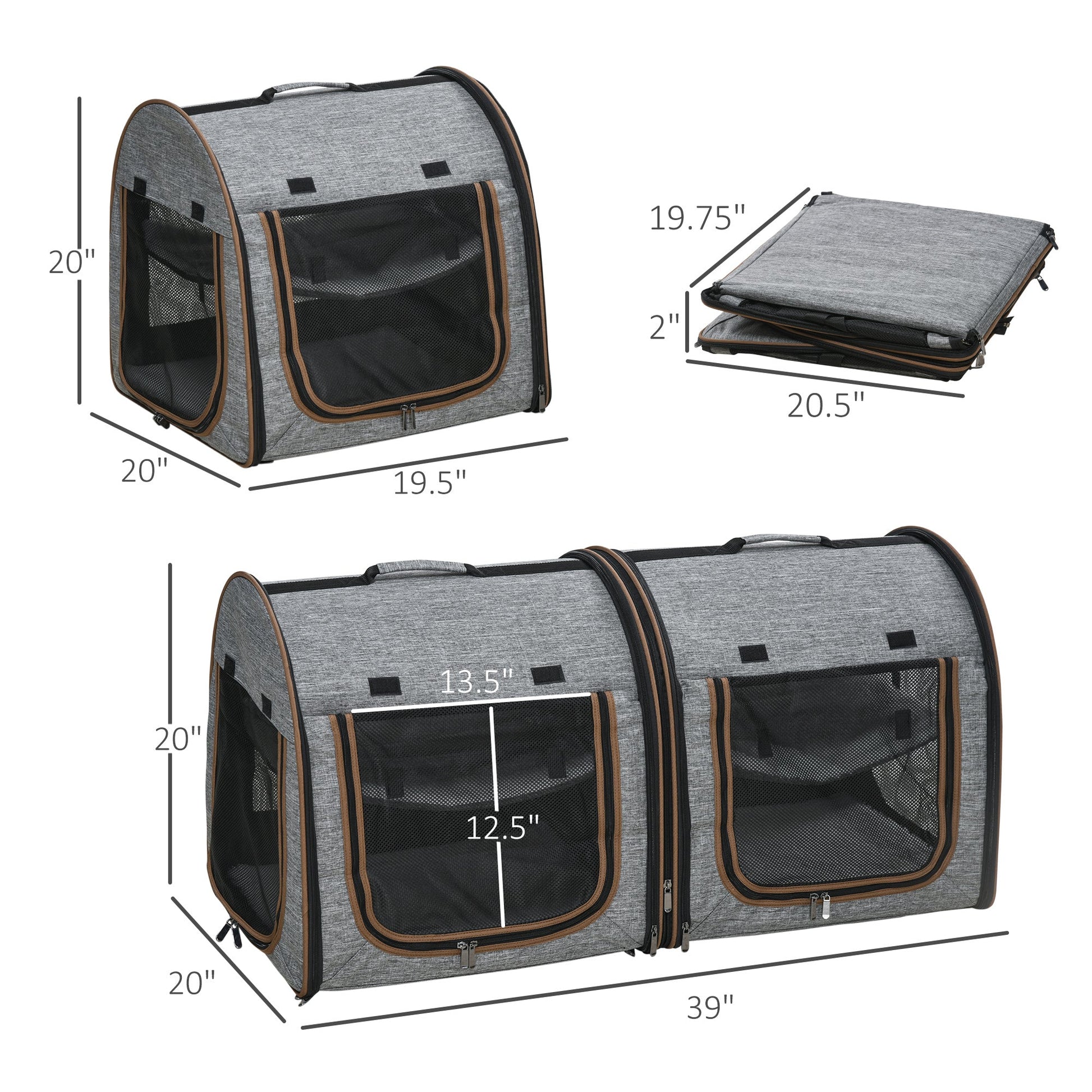 HKM-8204989 Portable Soft-Sided Cat Carrier with Double Enclosure and Mesh Windows for Comfortable Travel