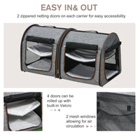 HKM-8204989 Portable Soft-Sided Cat Carrier with Double Enclosure and Mesh Windows for Comfortable Travel
