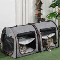 HKM-8204989 Portable Soft-Sided Cat Carrier with Double Enclosure and Mesh Windows for Comfortable Travel