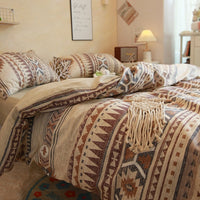 HKM-820627 Bohemian Cotton Geometric Bed Sheet Set – Available in 1.2m and 1.5m Sizes