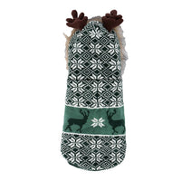 HKM-8206525 Vintage Christmas Elk Hooded Pet Coat with Fur Collar in Blue, Red, and Green