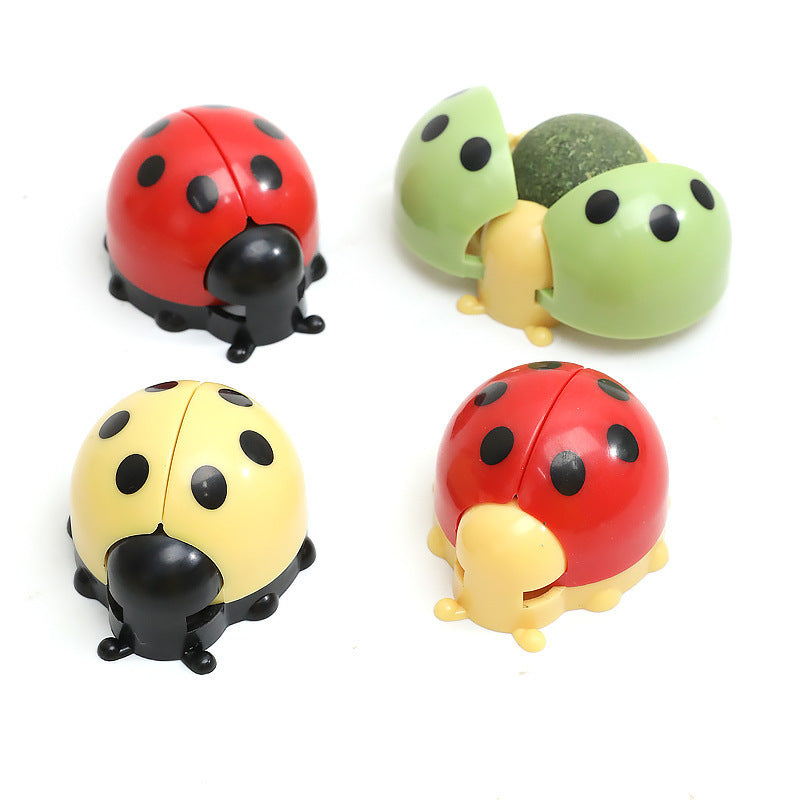 HKM-8207165 Ladybird Catnip Ball Toy for Pet Relaxation and Dental Care - Various Colors Available