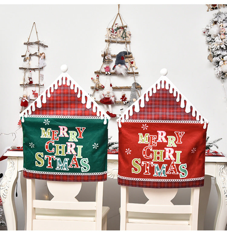HKM-820755 Christmas-Themed English Alphabet Chair Cover - Super Soft Cloth - Green & Red Options - Home Decoration