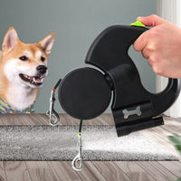 HKM-8208317 Retractable Dual Dog Leash with 360-Degree Swivel, Reflective Handle, and Built-in Light for Small Dogs