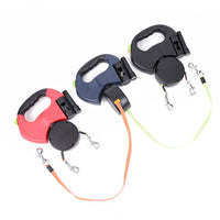 HKM-8208317 Retractable Dual Dog Leash with 360-Degree Swivel, Reflective Handle, and Built-in Light for Small Dogs