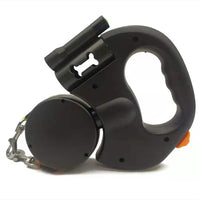 HKM-8208317 Retractable Dual Dog Leash with 360-Degree Swivel, Reflective Handle, and Built-in Light for Small Dogs